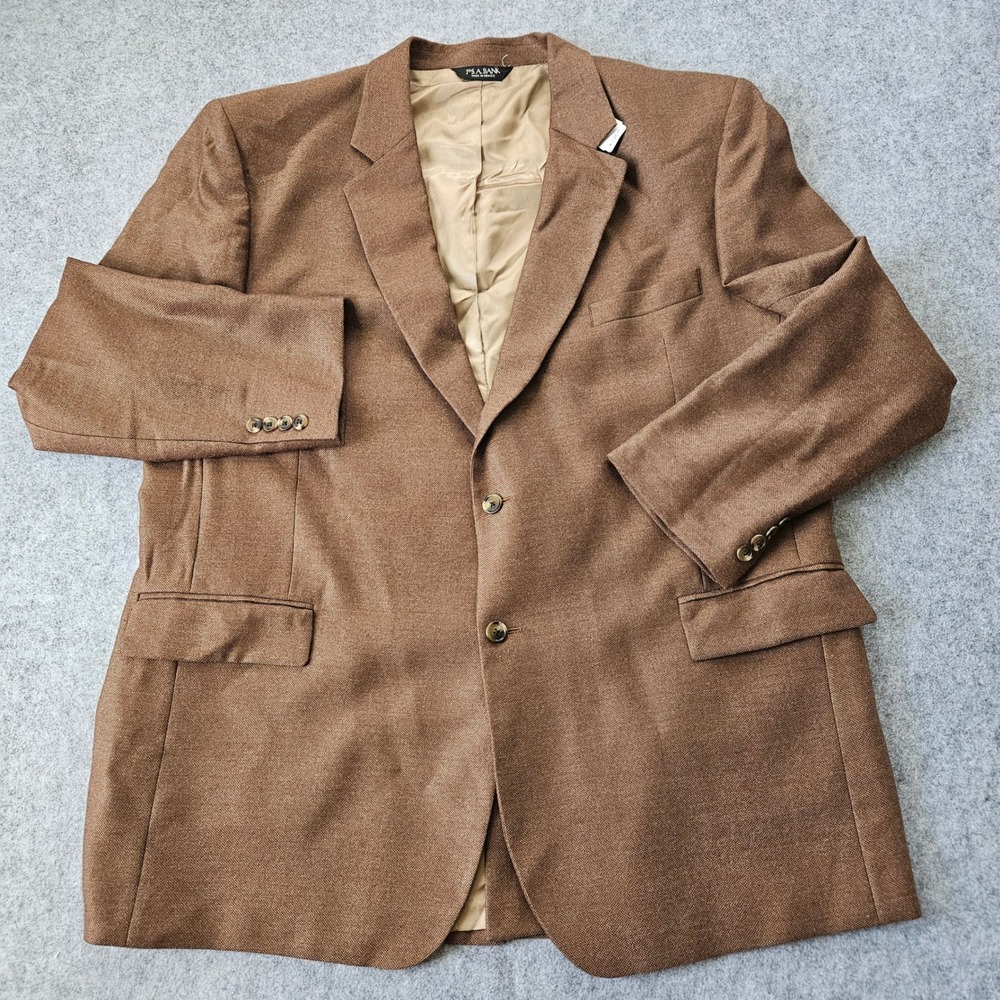 Jos A Bank Mens Brown Wool Blend Two Button Sport Coat Blazer Jacket Size 50L